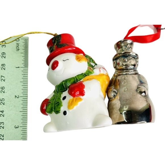 28 Christmas Ornaments Snow Theme & Bells Snowman Snowflakes Stars 28 pc lot - Picture 7 of 12